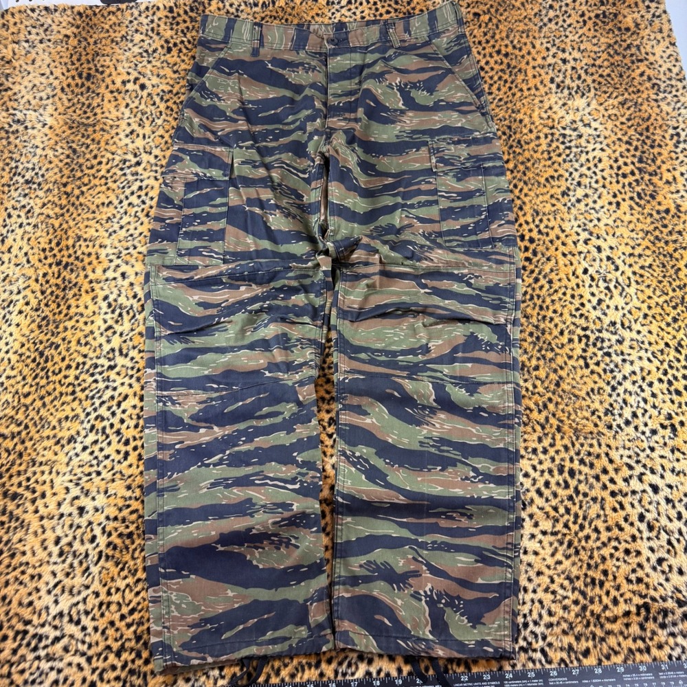 Tiger Stripe Camo Cargo Pants Mens Large Regular Tactical Military Green Brown